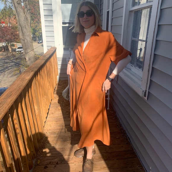 ❌SOLD❌ Burnt orange wrap dress- OS! - Picture 4 of 4